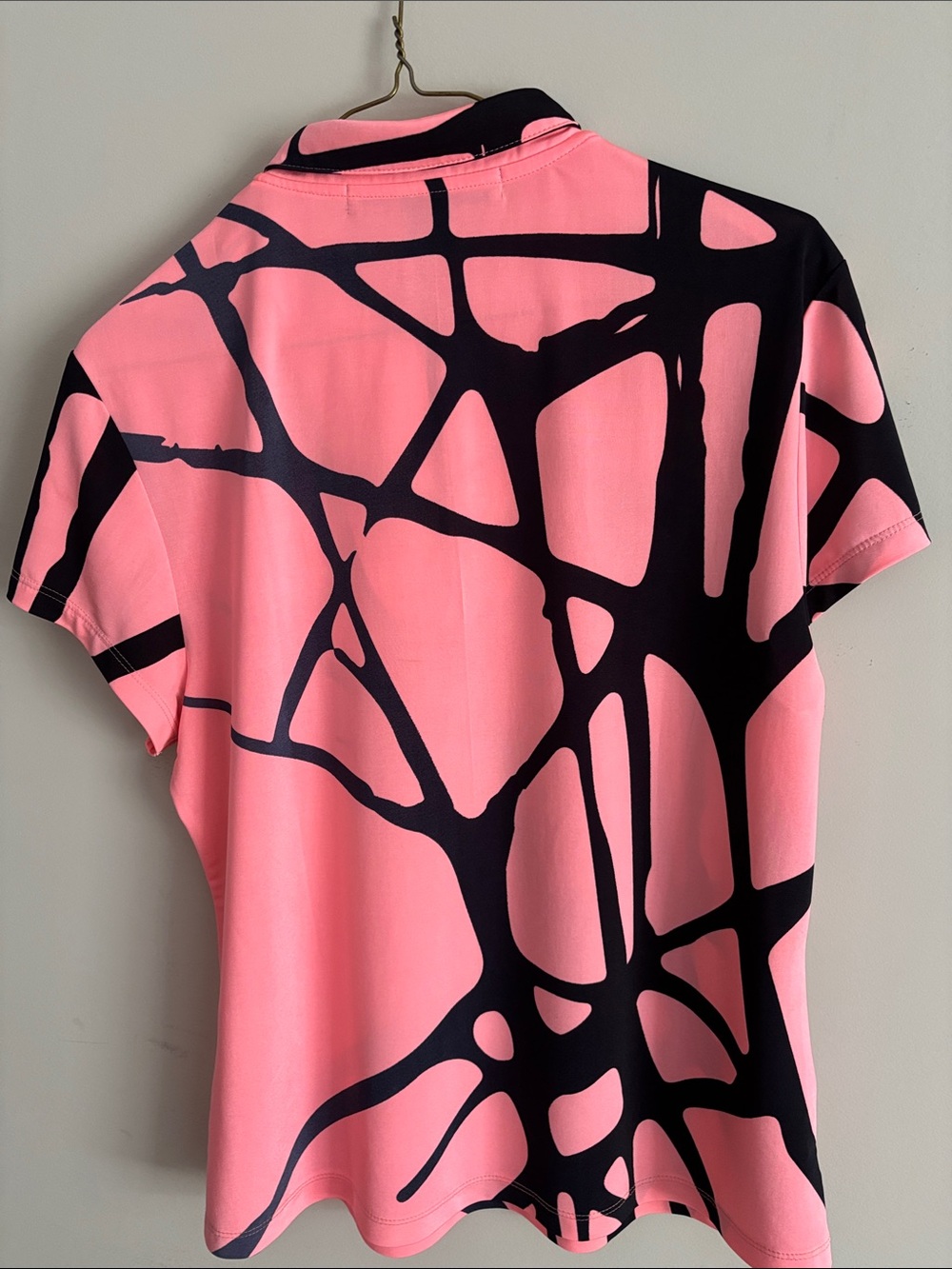 Jamie Sadock bright coral with Black Abstract & Green Accents Golf Top - Picture 4 of 4